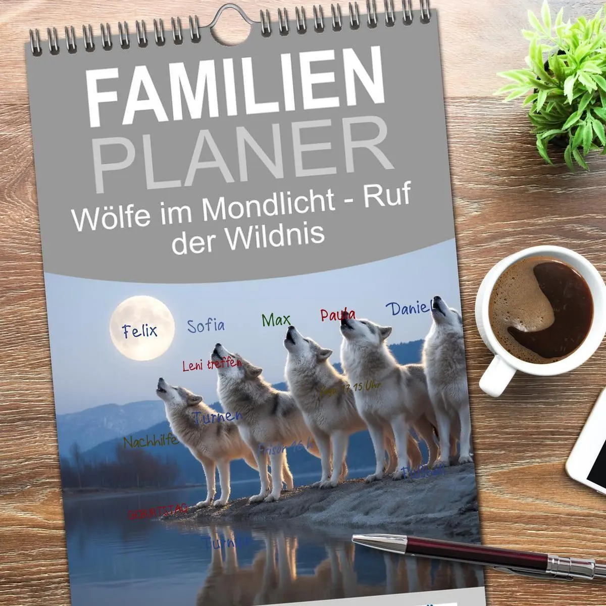 Bild: 9783516715170 | Familienplaner 2026 - Wölfe im Mondlicht - Ruf der Wildnis mit 5...