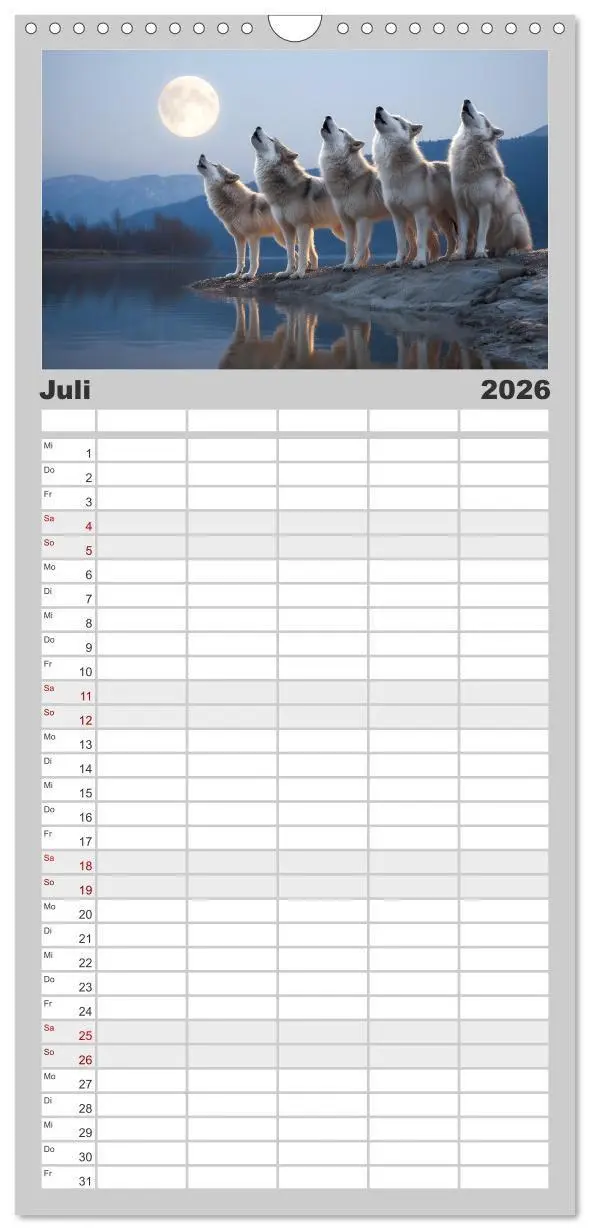 Bild: 9783516715170 | Familienplaner 2026 - Wölfe im Mondlicht - Ruf der Wildnis mit 5...