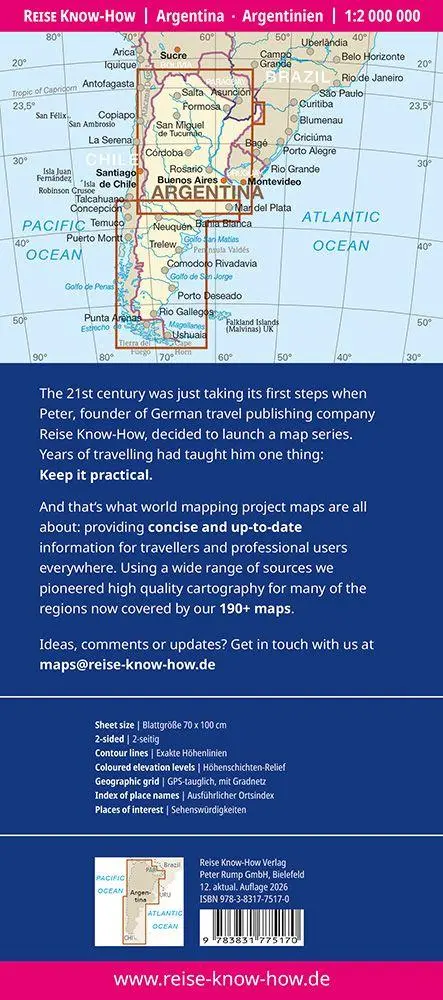 Bild: 9783831775170 | Reise Know-How Landkarte Argentinien Argentina (1:2.000.000) | 2 S.