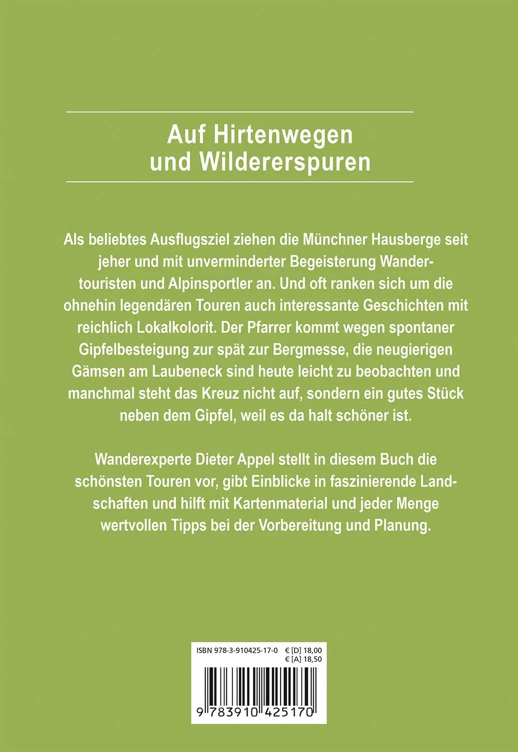 Rückseite: 9783910425170 | Appel, D: Auf HIrtenwegen und Wildererspuren | Taschenbuch