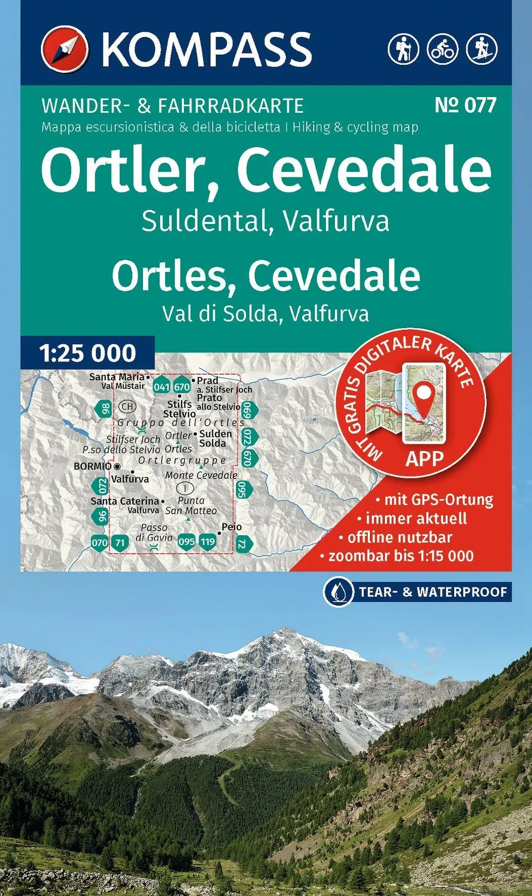 Cover: 9783991545170 | KOMPASS Wanderkarte 077 Ortler, Cevedale, Suldental, Valfurva /...