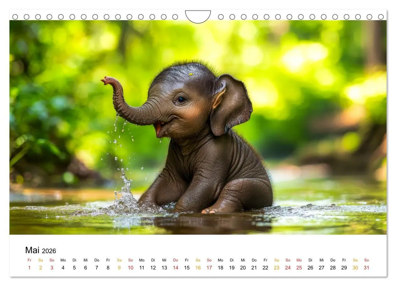 Bild: 9783457305270 | Elefanten Kinder - kleine Riesen (Wandkalender 2026 DIN A4 quer),...