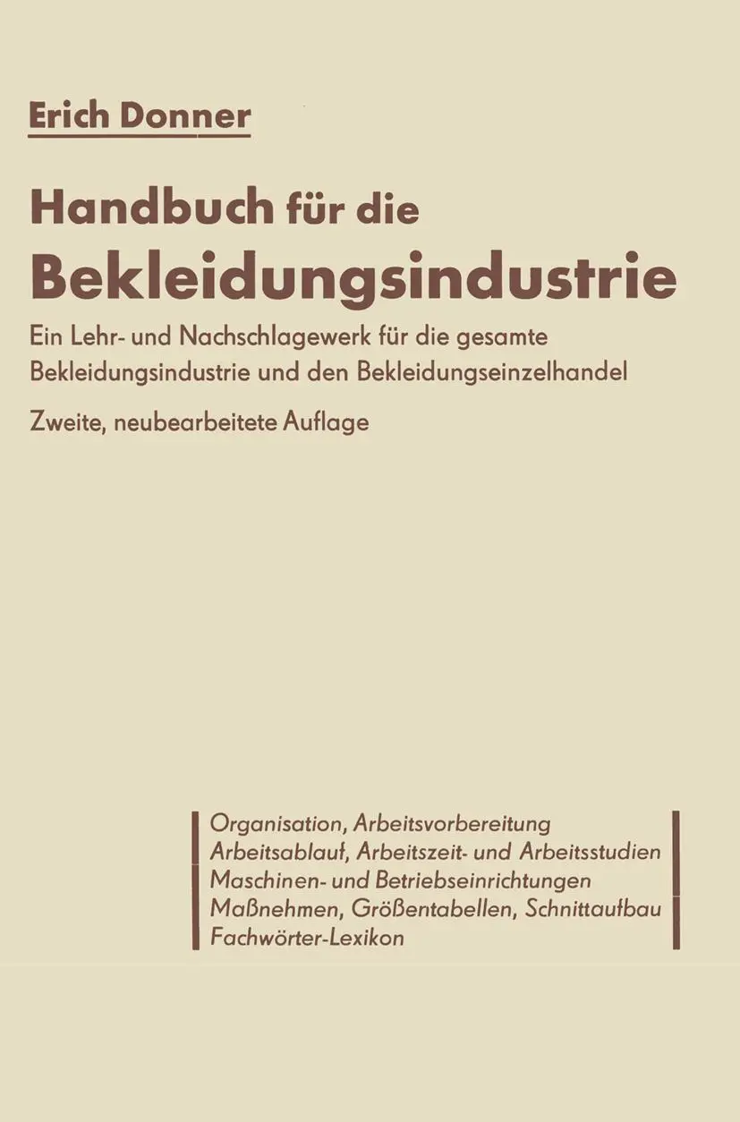 Cover: 9783662235270 | Handbuch für die Bekleidungsindustrie | Erich Donner | Taschenbuch