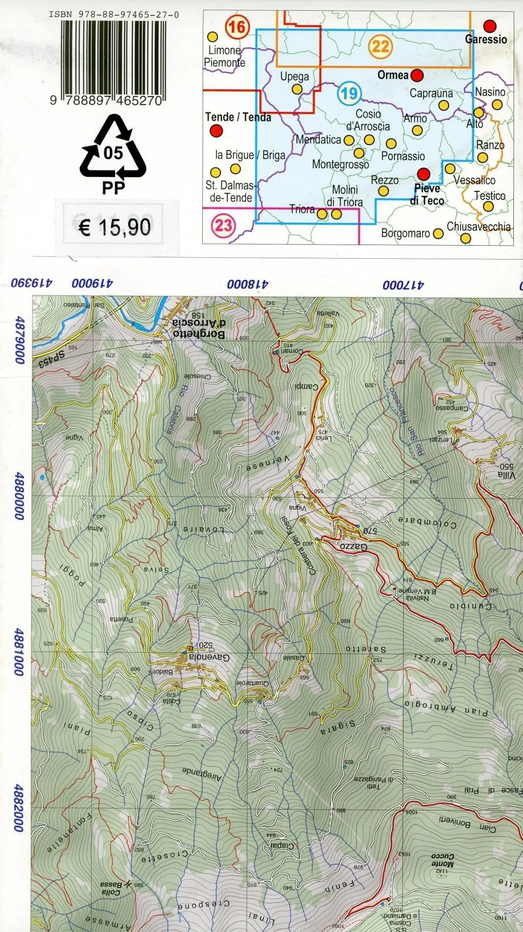 Bild: 9788897465270 | Carta n. 19. Alta Valle Tanaro, Alta Valle Arroscia, Alta valle...