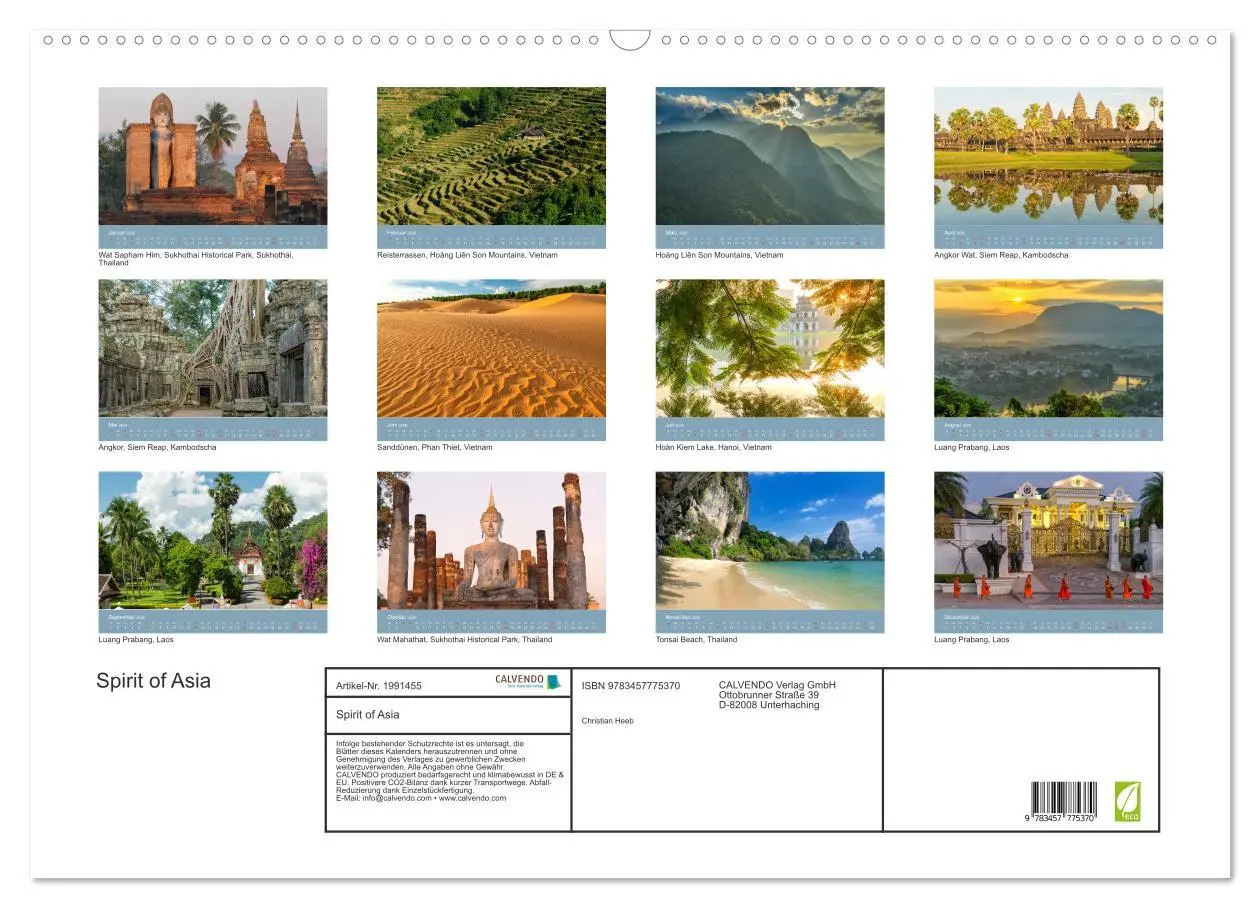 Bild: 9783457775370 | Spirit of Asia (Wandkalender 2026 DIN A2 quer), CALVENDO...