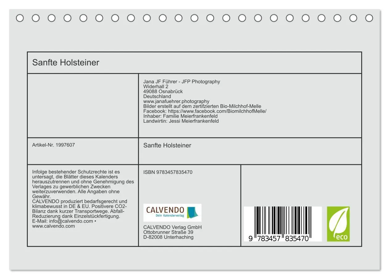 Bild: 9783457835470 | Sanfte Holsteiner (Tischkalender 2026 DIN A5 quer), CALVENDO...