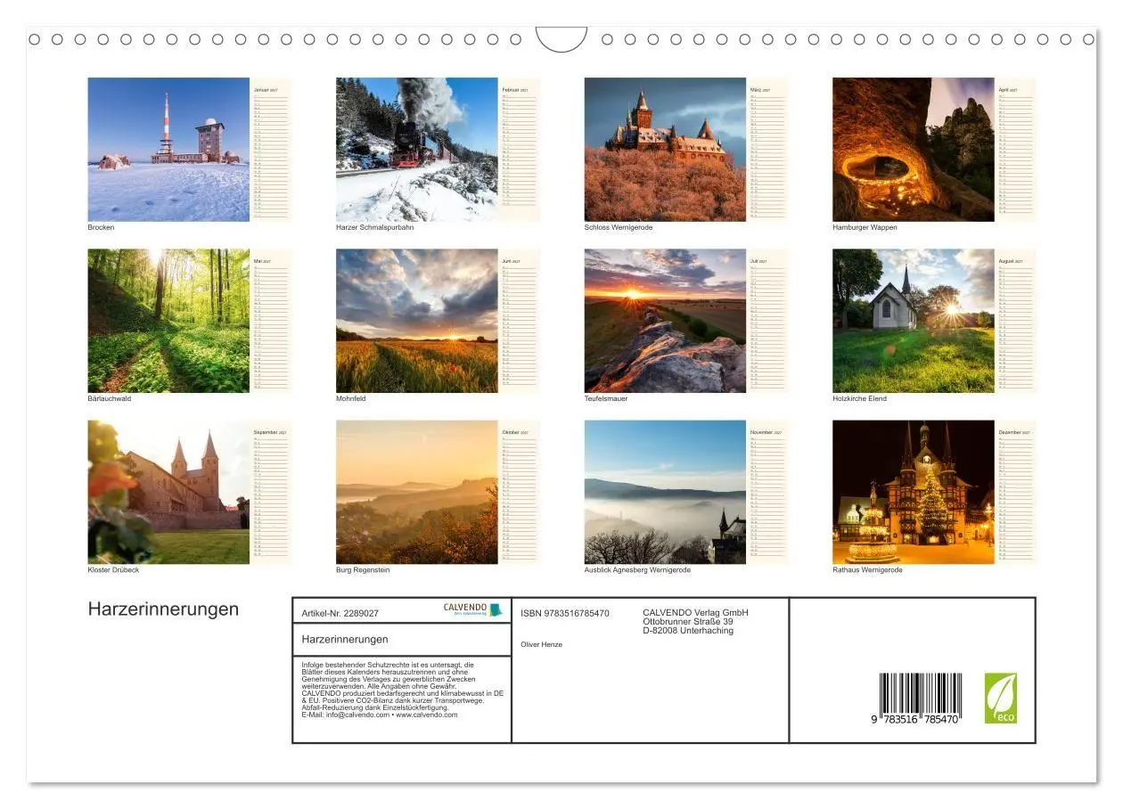 Bild: 9783516785470 | Harzerinnerungen (Wandkalender 2027 DIN A3 quer), CALVENDO...