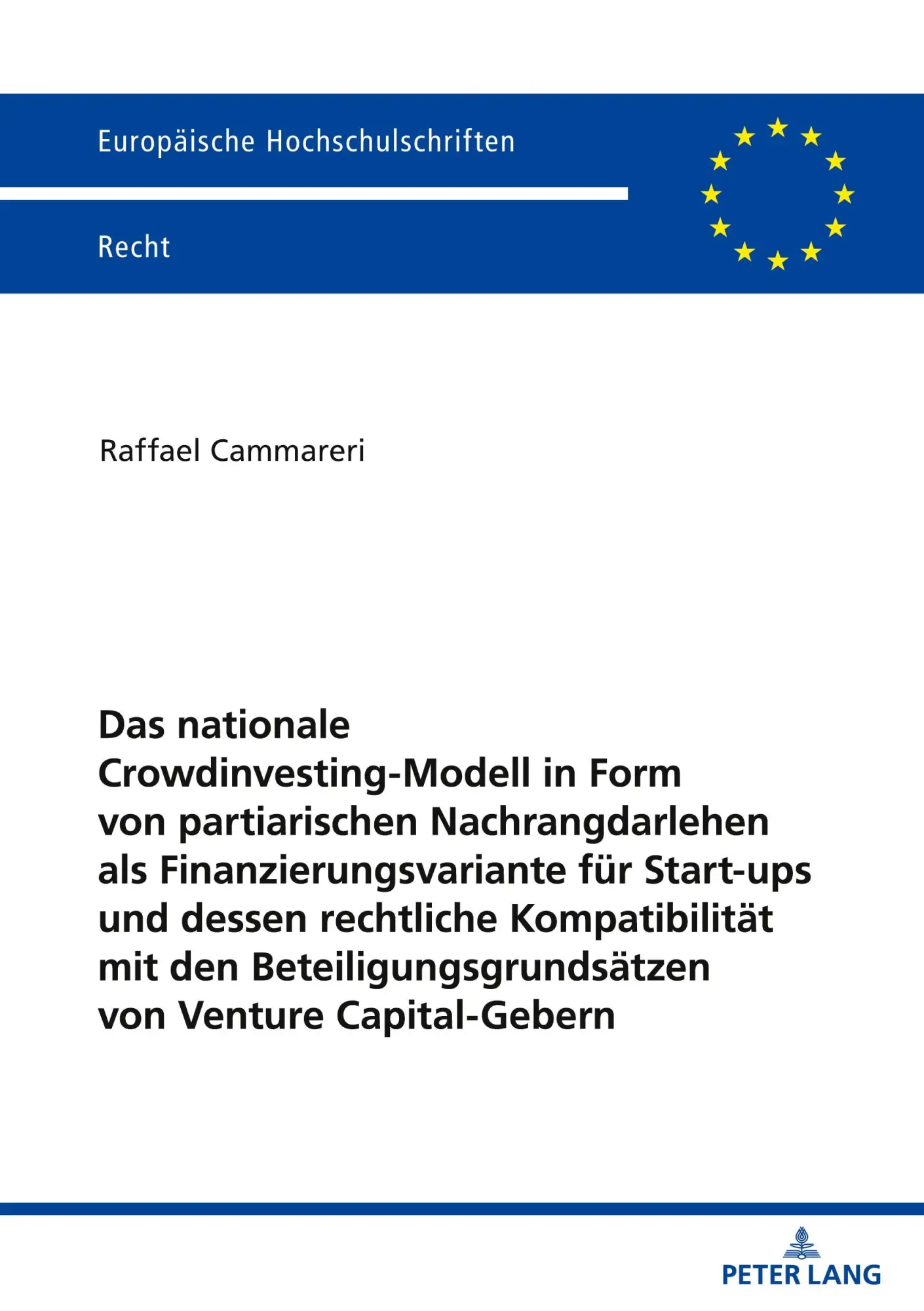 Cover: 9783631905470 | Das nationale Crowdinvesting-Modell in Form von partiarischen...