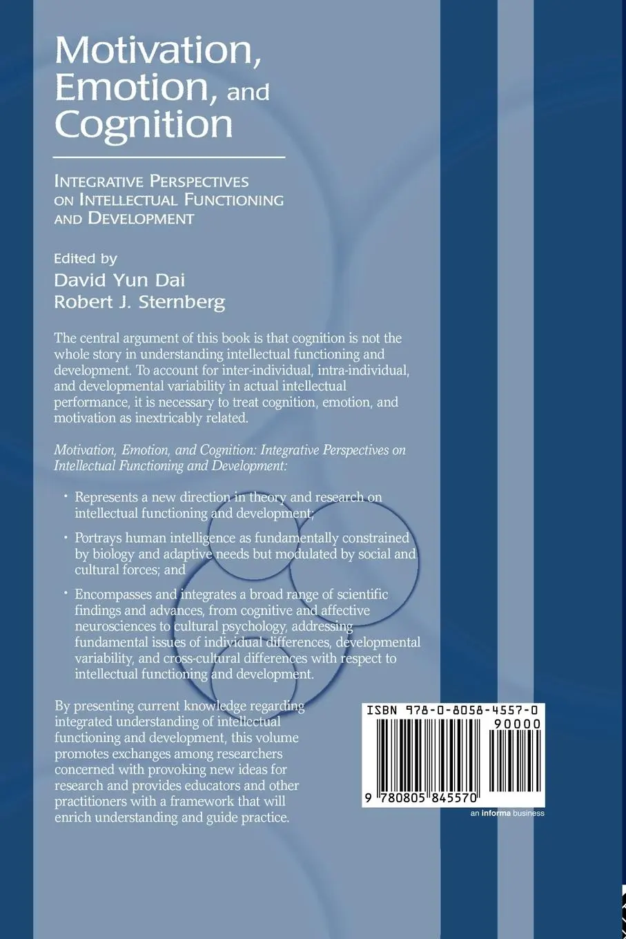 Rückseite: 9780805845570 | Motivation, Emotion, and Cognition | David Yun Dai (u. a.) | Buch