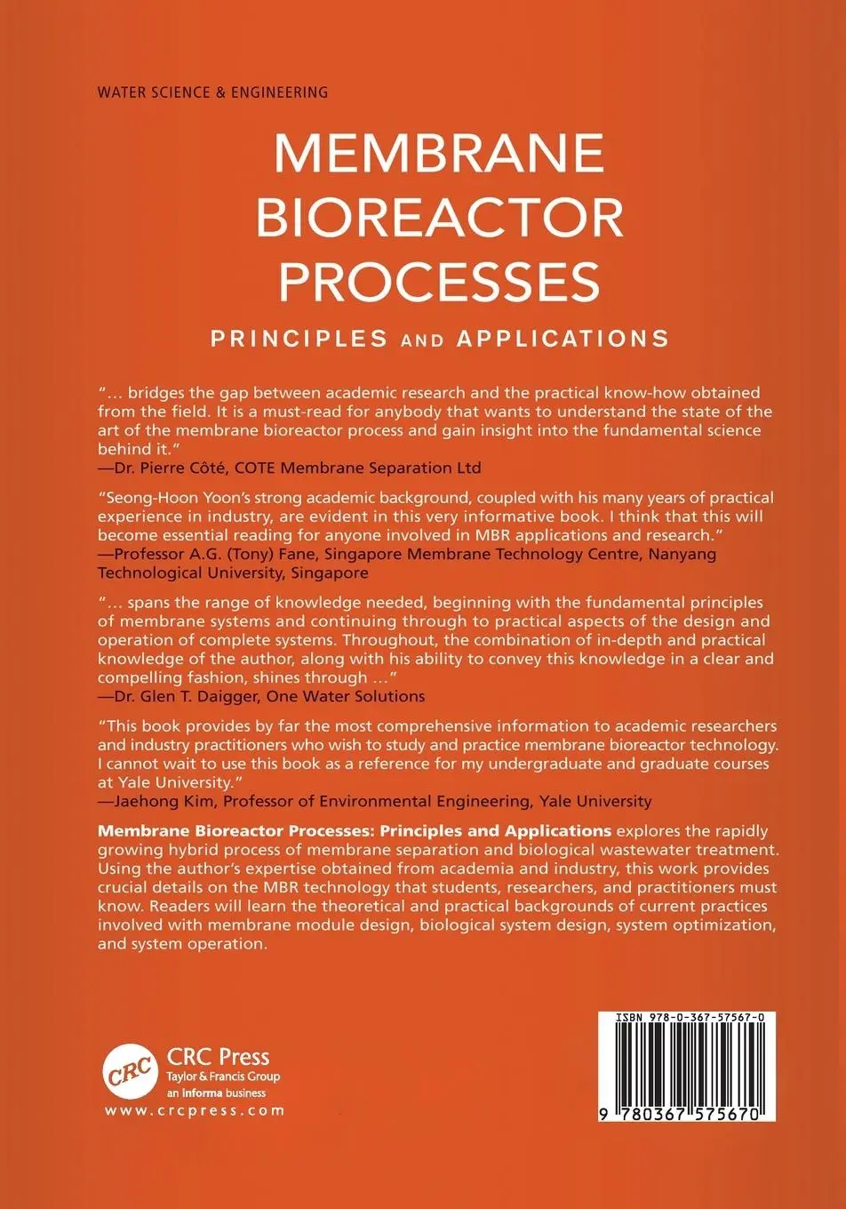 Rückseite: 9780367575670 | Membrane Bioreactor Processes | Principles and Applications | Yoon