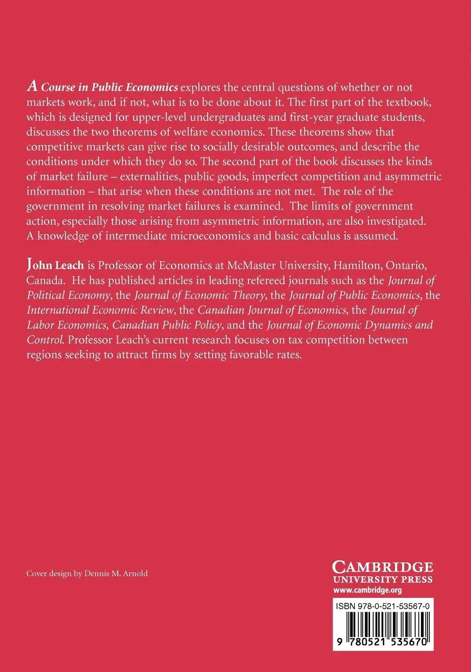 Rückseite: 9780521535670 | A Course in Public Economics | John Leach | Taschenbuch | Englisch