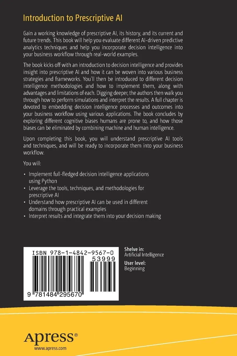 Rückseite: 9781484295670 | Introduction to Prescriptive AI | Akshay Kulkarni (u. a.) | Buch | xvi