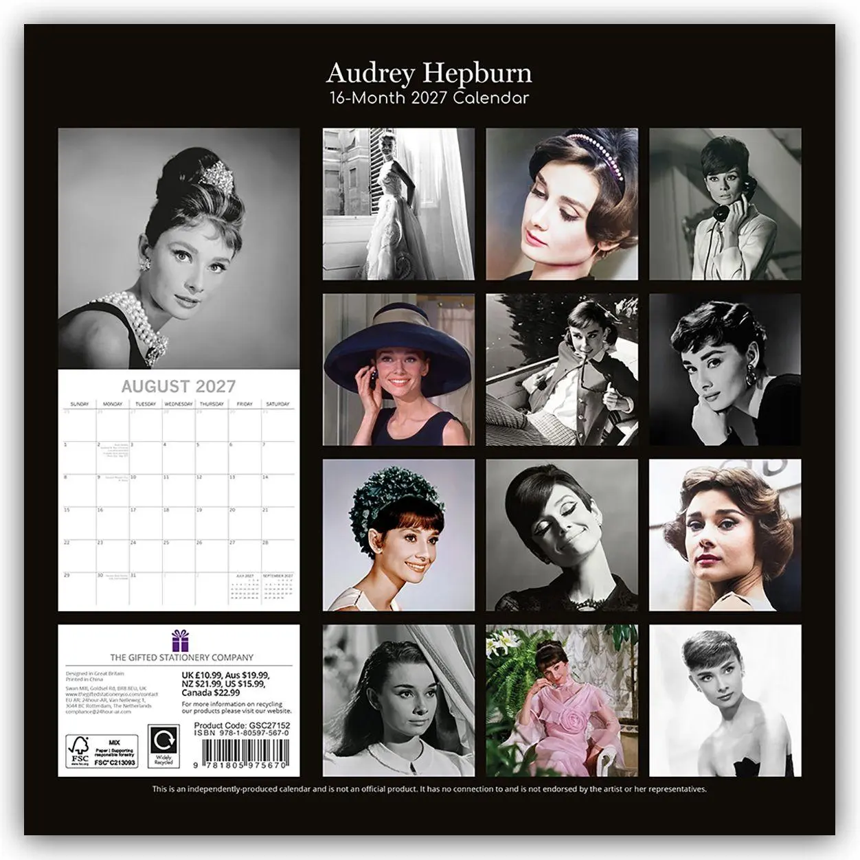 Rückseite: 9781805975670 | Audrey Hepburn 2027 - 16-Monatskalender | The Gifted | Kalender | 2027