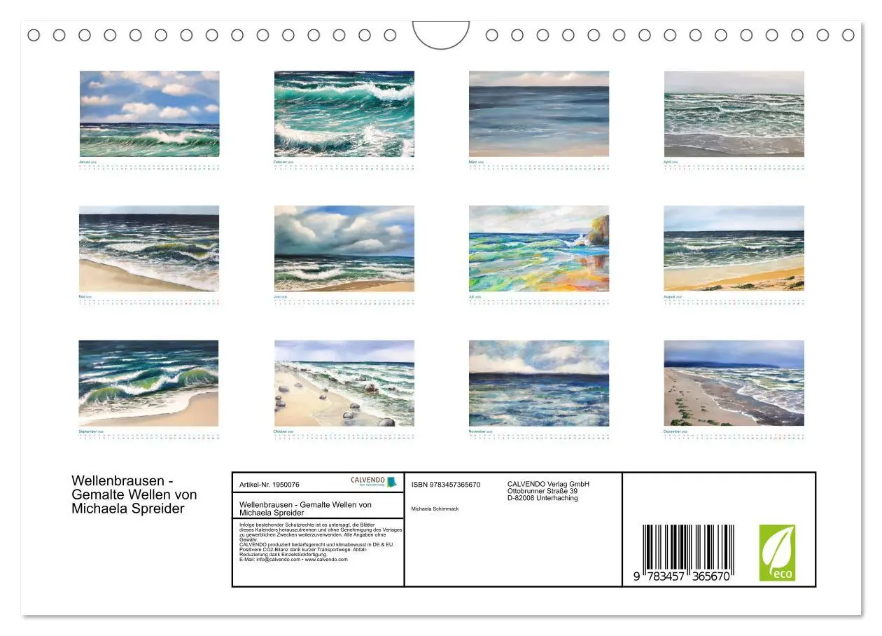 Bild: 9783457365670 | Wellenbrausen - Gemalte Wellen von Michaela Spreider (Wandkalender...