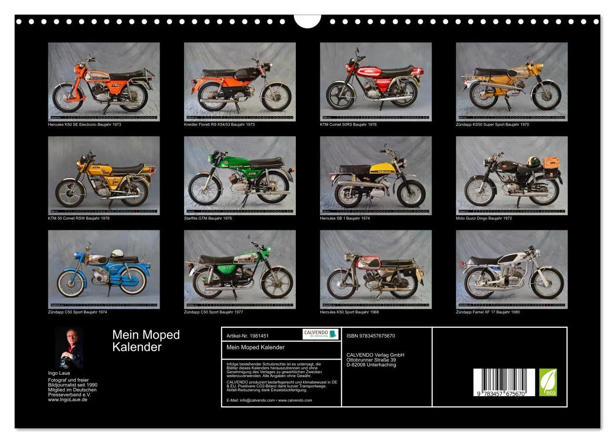 Bild: 9783457675670 | Mein Moped Kalender (Wandkalender 2026 DIN A3 quer), CALVENDO...