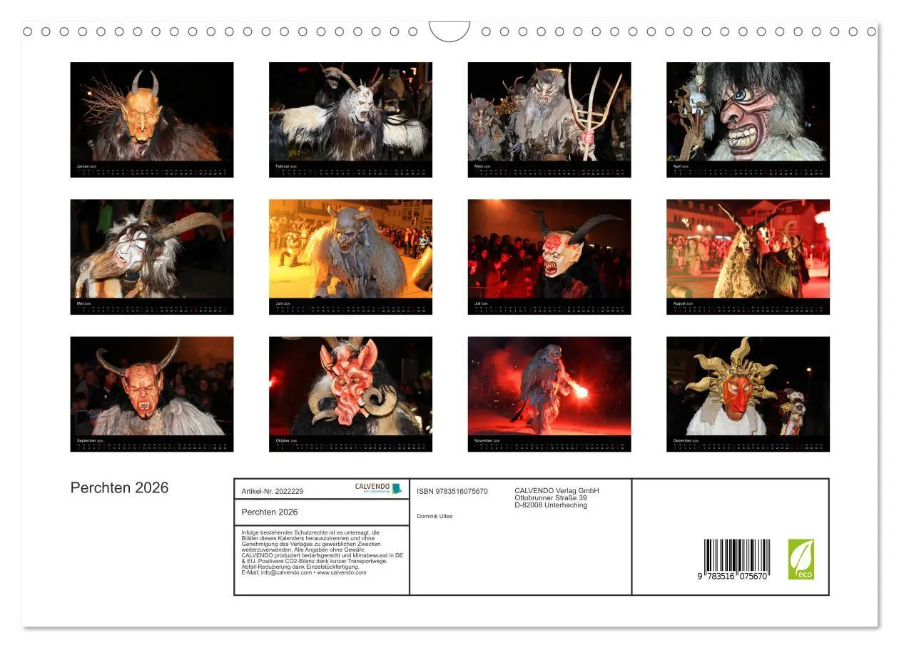 Bild: 9783516075670 | Perchten 2026 (Wandkalender 2026 DIN A3 quer), CALVENDO Monatskalender
