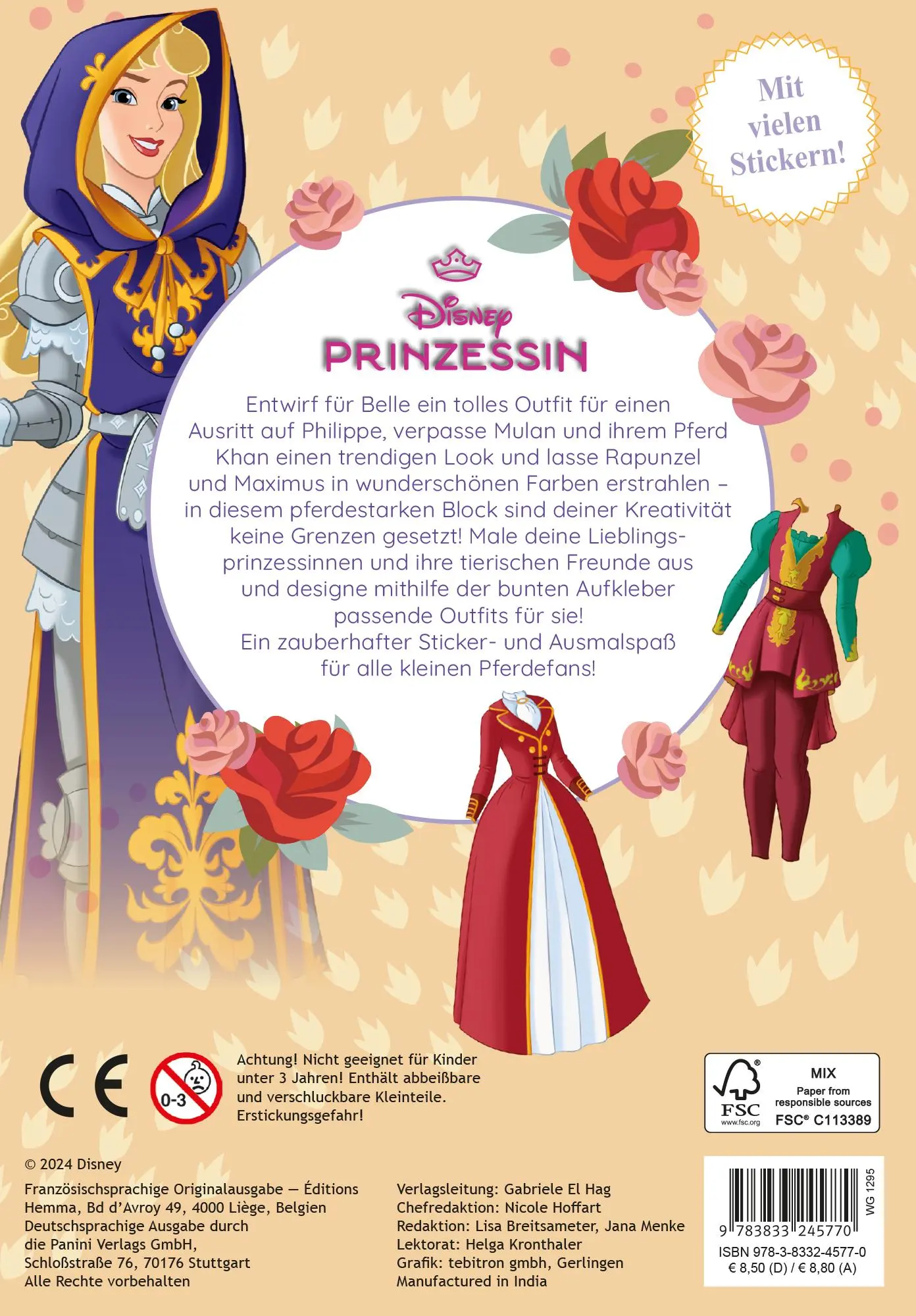 Rückseite: 9783833245770 | Disney Prinzessin: Zauberhafter Styling-Spaß - Stickern - Malen -...