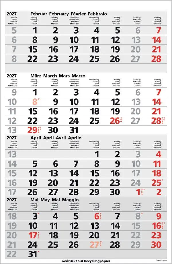 Bild: 9783819305870 | 4-Monats-Planer Comfort Recyclingpapier 2027 | Verlag Korsch | 12 S.