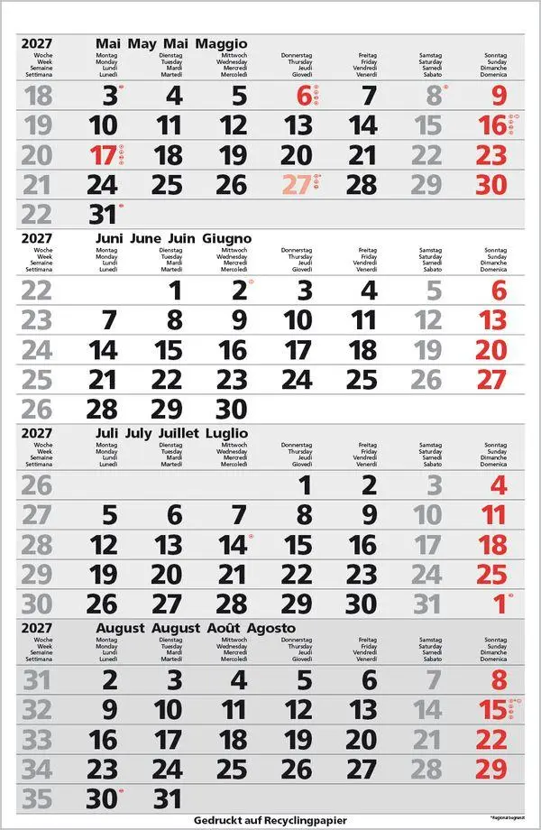 Bild: 9783819305870 | 4-Monats-Planer Comfort Recyclingpapier 2027 | Verlag Korsch | 12 S.