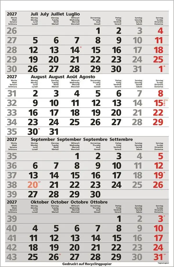 Bild: 9783819305870 | 4-Monats-Planer Comfort Recyclingpapier 2027 | Verlag Korsch | 12 S.