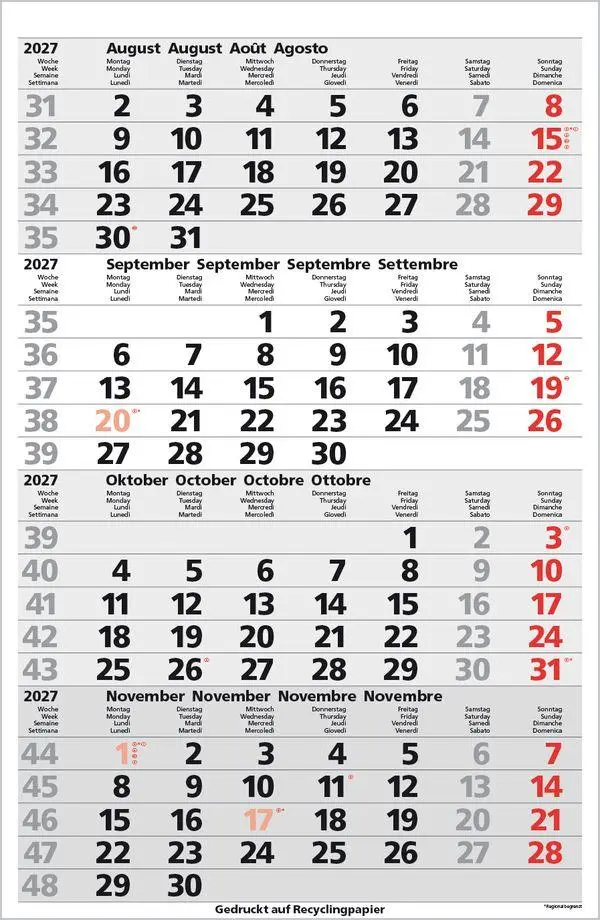 Bild: 9783819305870 | 4-Monats-Planer Comfort Recyclingpapier 2027 | Verlag Korsch | 12 S.
