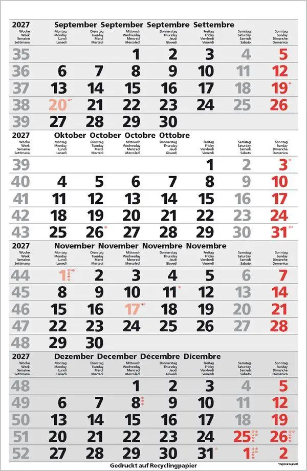 Bild: 9783819305870 | 4-Monats-Planer Comfort Recyclingpapier 2027 | Verlag Korsch | 12 S.