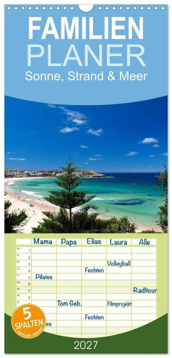 Cover: 9783594335970 | Familienplaner 2027 - Sonne, Strand &amp; Meer mit 5 Spalten...