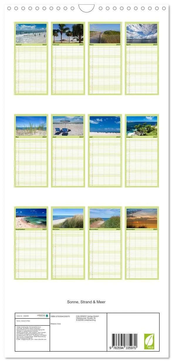 Bild: 9783594335970 | Familienplaner 2027 - Sonne, Strand &amp; Meer mit 5 Spalten...