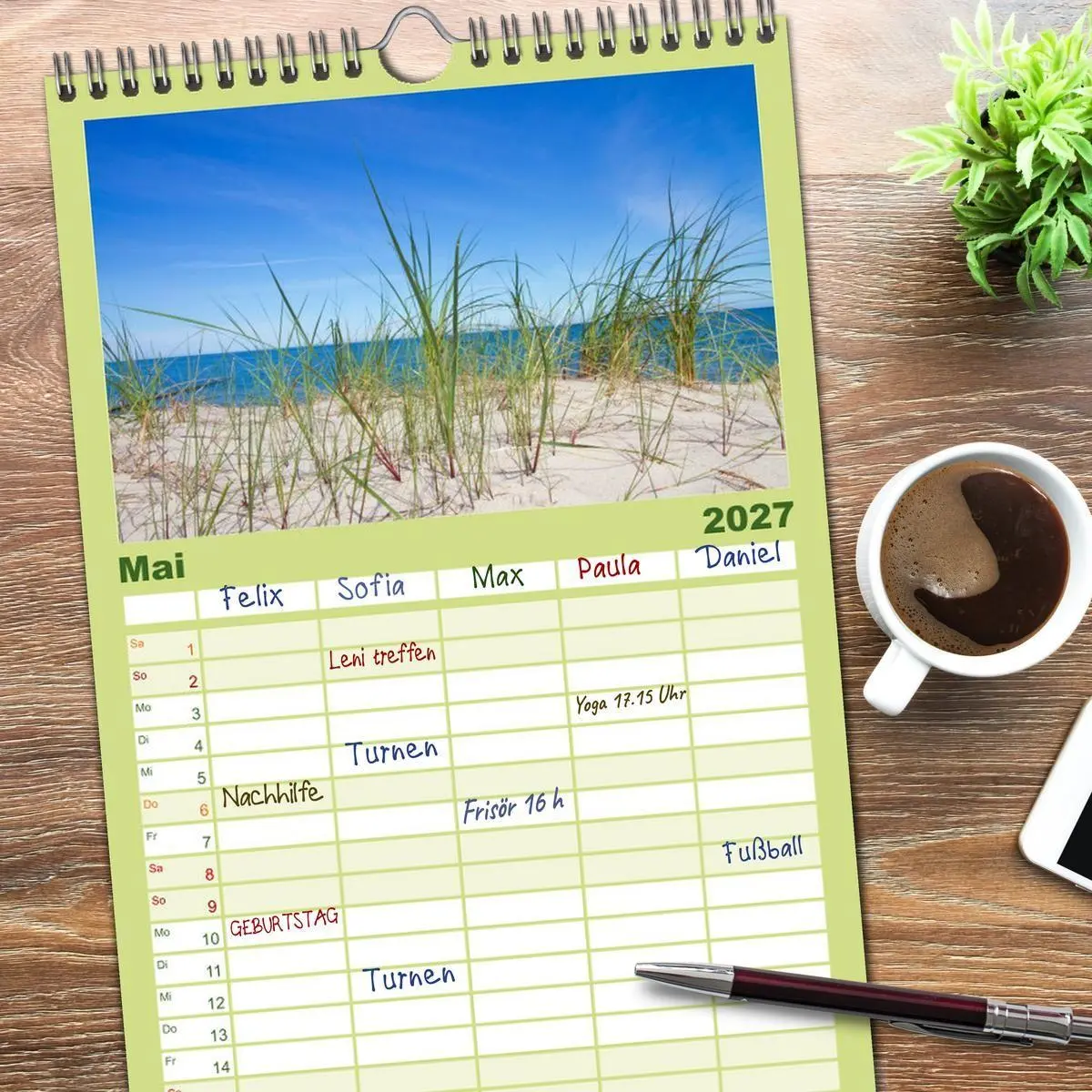 Bild: 9783594335970 | Familienplaner 2027 - Sonne, Strand &amp; Meer mit 5 Spalten...