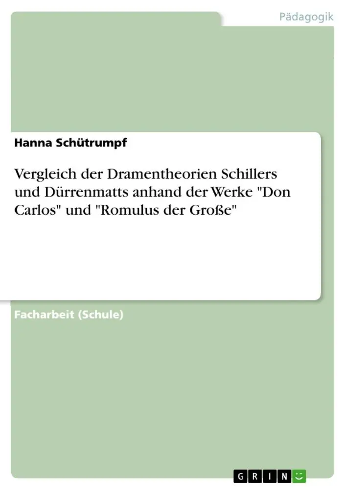 Cover: 9783640935970 | Vergleich der Dramentheorien Schillers und Dürrenmatts anhand der...