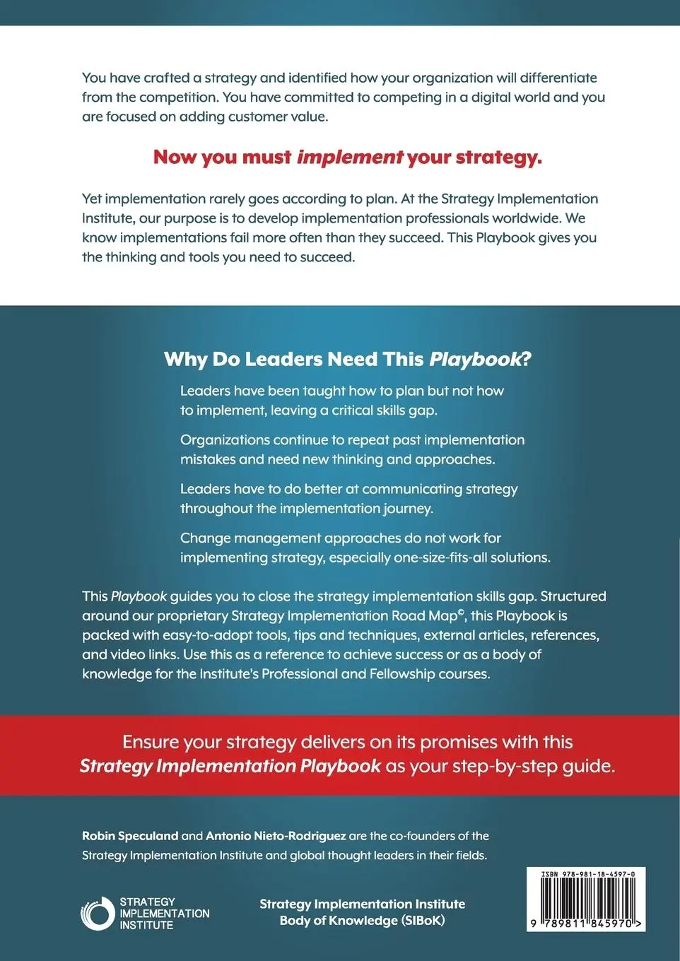 Rückseite: 9789811845970 | Strategy Implementation Playbook | A Step-By-Step Guide | Taschenbuch