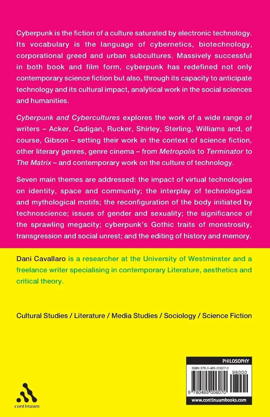 Rückseite: 9780485006070 | Cyberpunk &amp; Cyberculture | Dani Cavallaro | Taschenbuch | Englisch