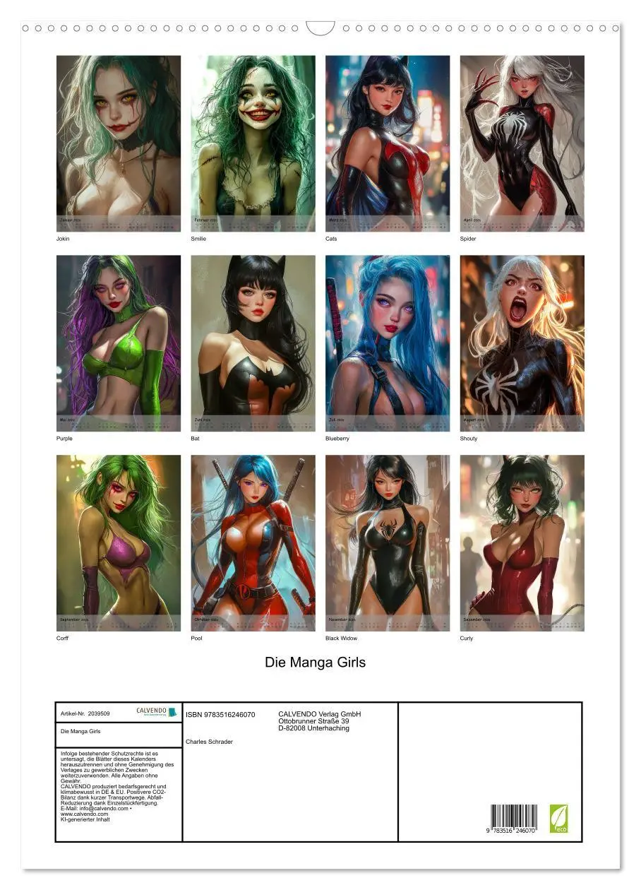 Bild: 9783516246070 | Die Manga Girls (Wandkalender 2026 DIN A2 hoch), CALVENDO...