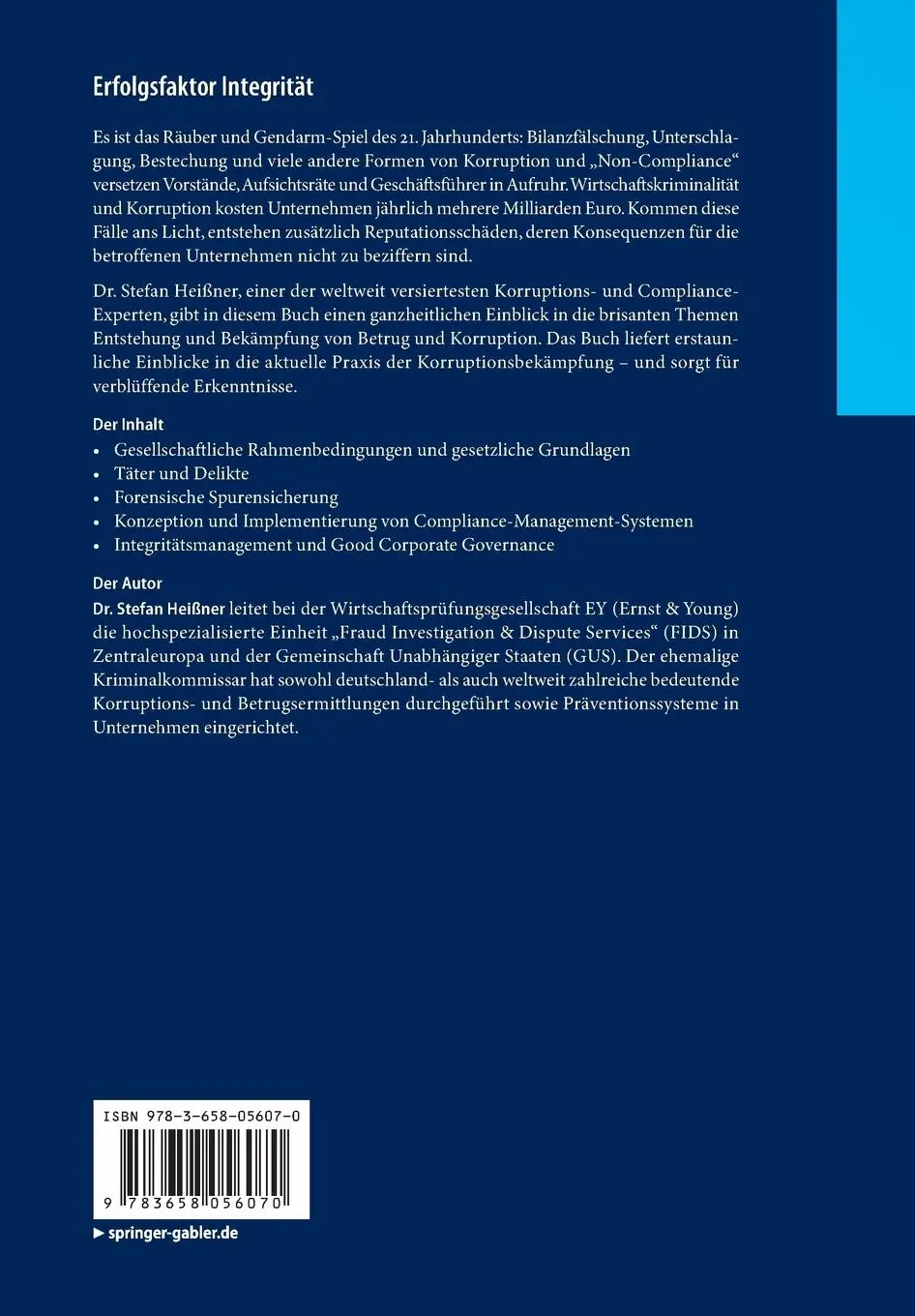 Rückseite: 9783658056070 | Erfolgsfaktor Integrität | Stefan Heißner | Taschenbuch | xvii | 2014