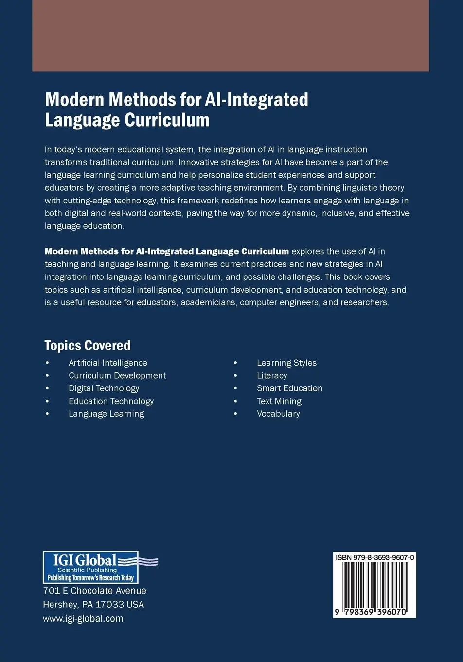 Rückseite: 9798369396070 | Modern Methods for AI-Integrated Language Curriculum | Nayef Jomaa