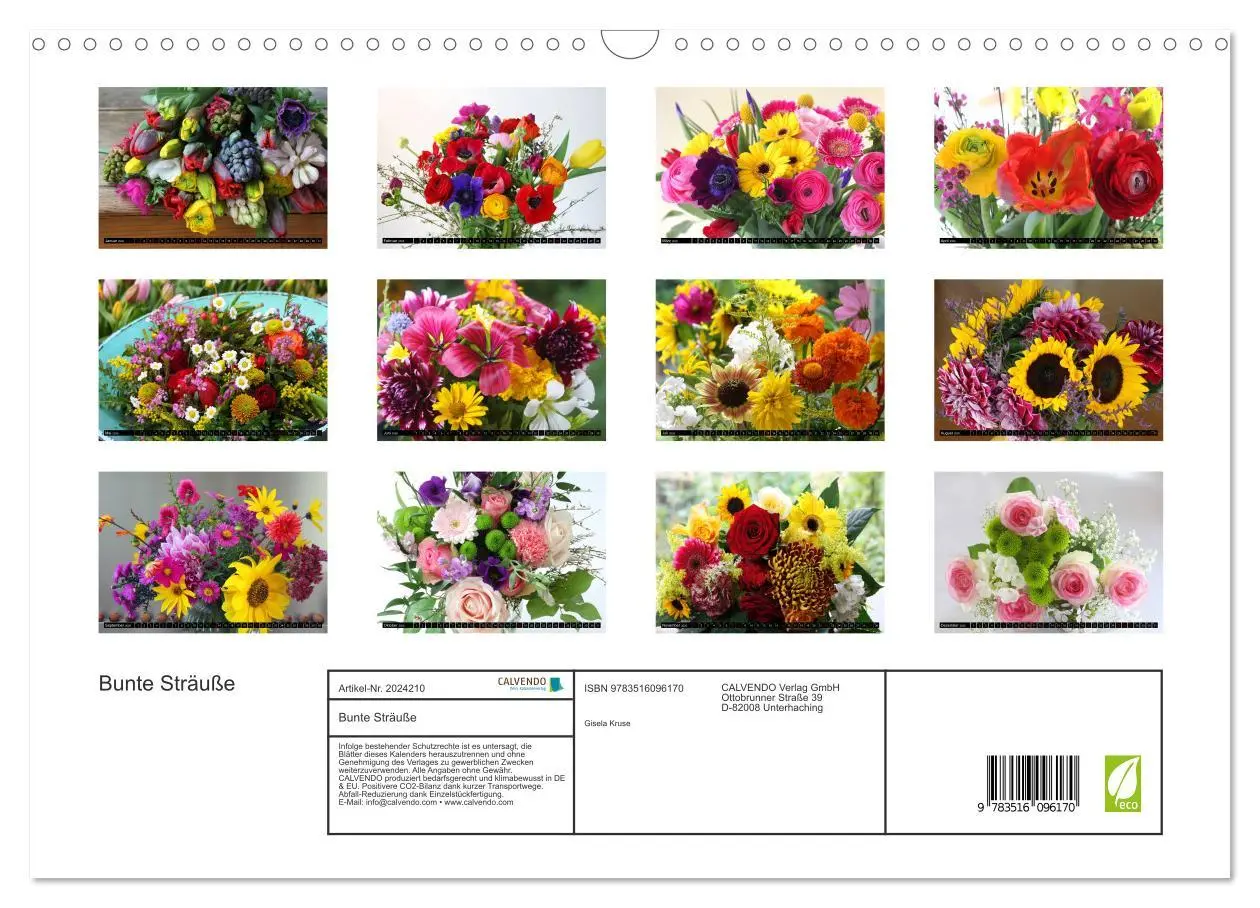 Bild: 9783516096170 | Bunte Sträuße (Wandkalender 2026 DIN A3 quer), CALVENDO Monatskalender