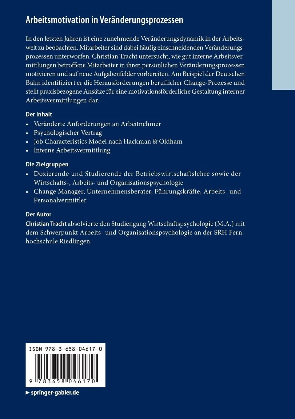 Rückseite: 9783658046170 | Arbeitsmotivation in Veränderungsprozessen | Christian Tracht | Buch