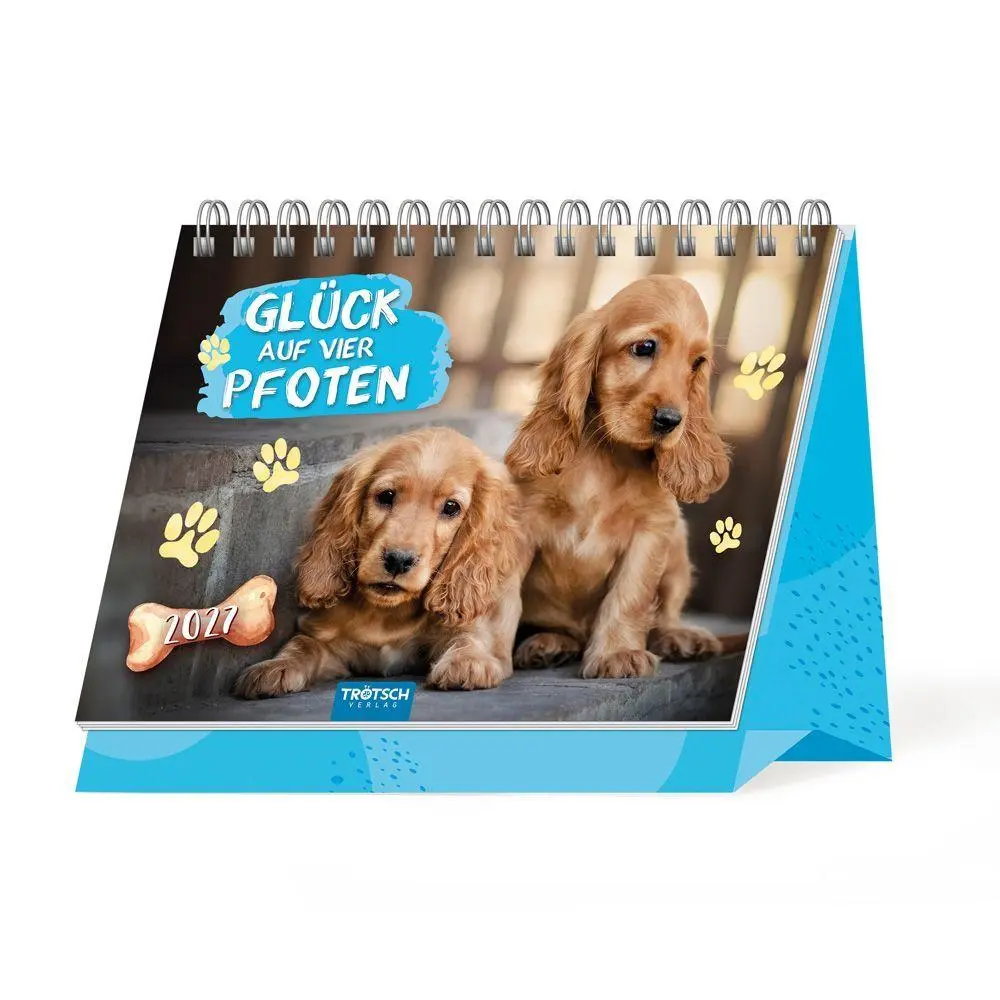 Cover: 9783988026170 | TRÖTSCH - Aufstellkalender Glück auf vier Pfoten 2027 | KG | Kalender