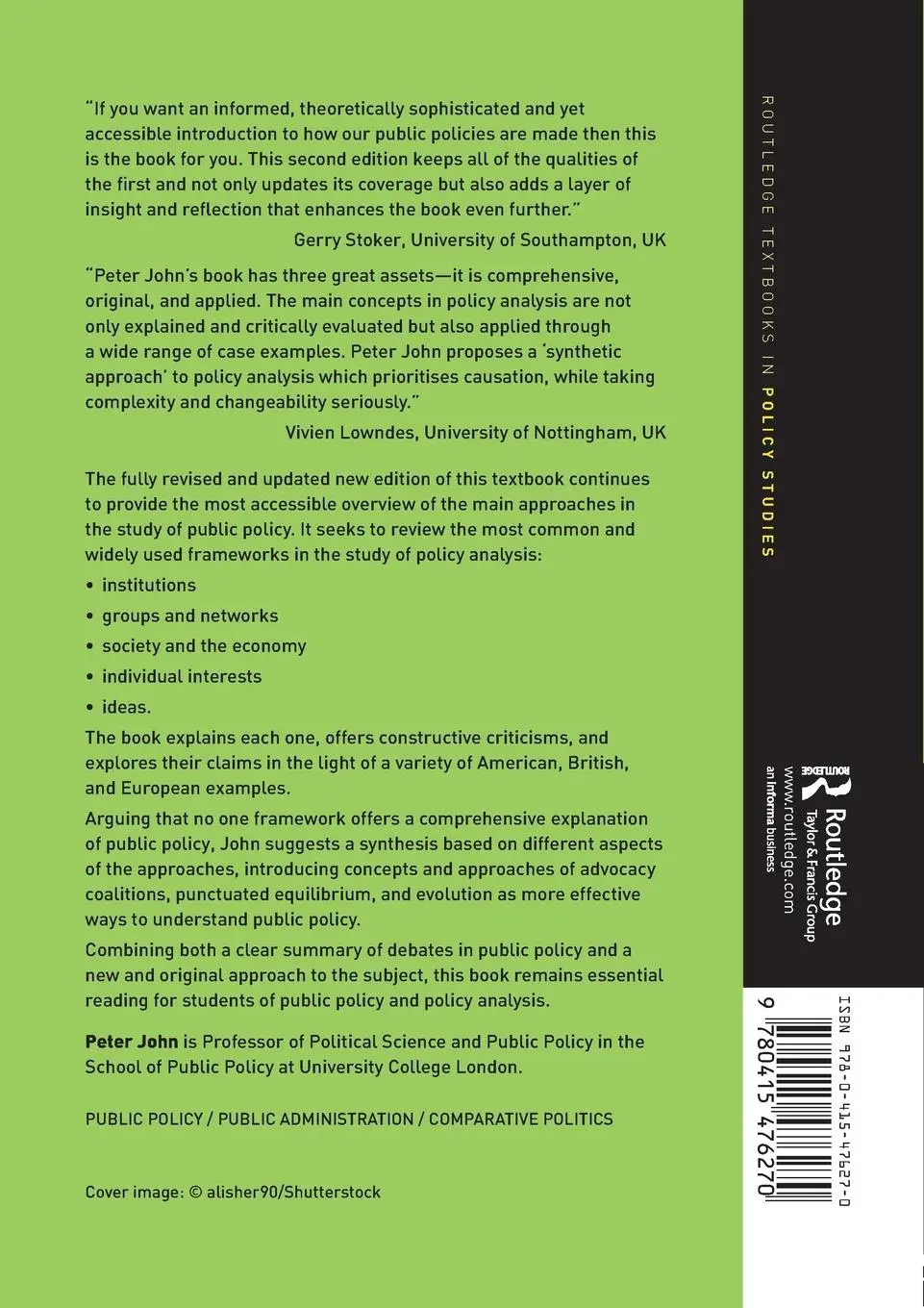 Rückseite: 9780415476270 | Analyzing Public Policy | Peter John | Taschenbuch | Englisch | 2012