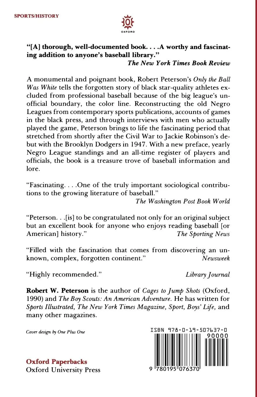 Rückseite: 9780195076370 | Only the Ball Was White | Robert W. Peterson | Taschenbuch | Englisch