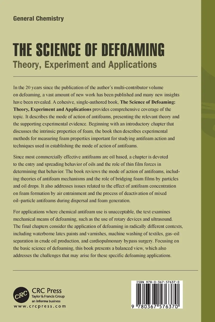 Rückseite: 9780367576370 | The Science of Defoaming | Theory, Experiment and Applications | Buch