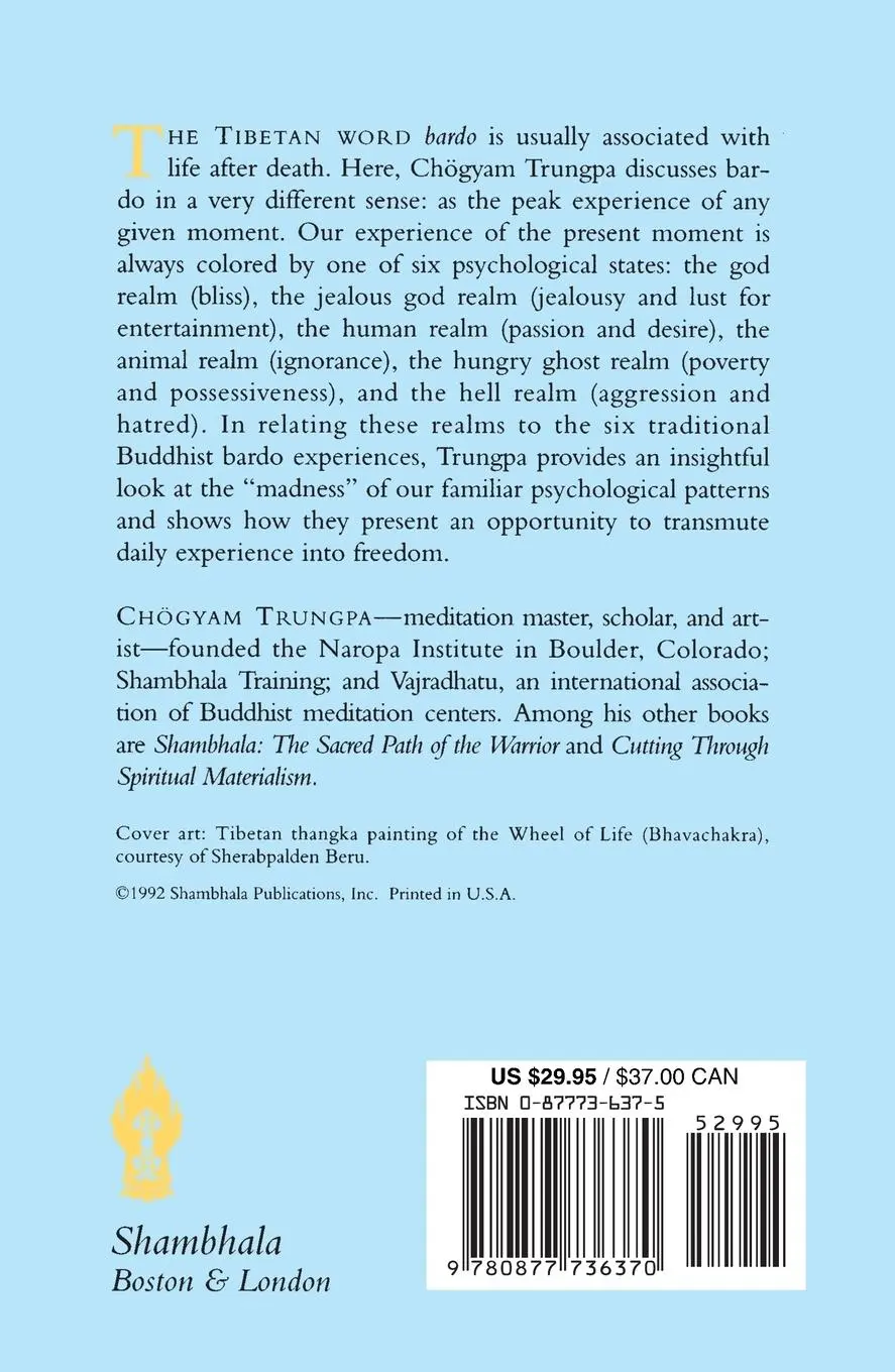 Rückseite: 9780877736370 | Transcending Madness | The Experience of the Six Bardos | Trungpa