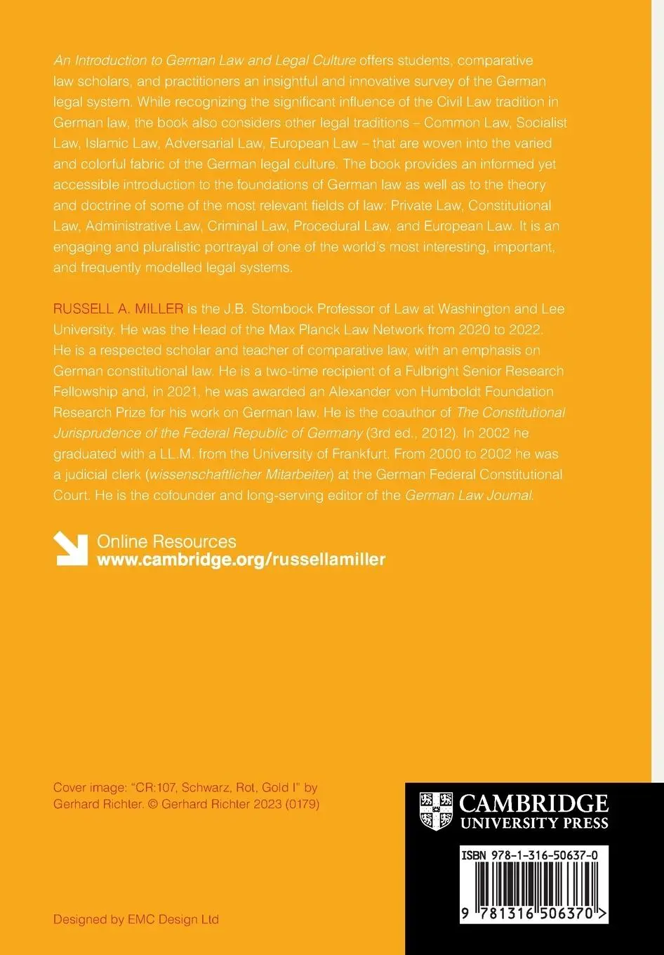 Rückseite: 9781316506370 | An Introduction to German Law and Legal Culture | Russell A. Miller