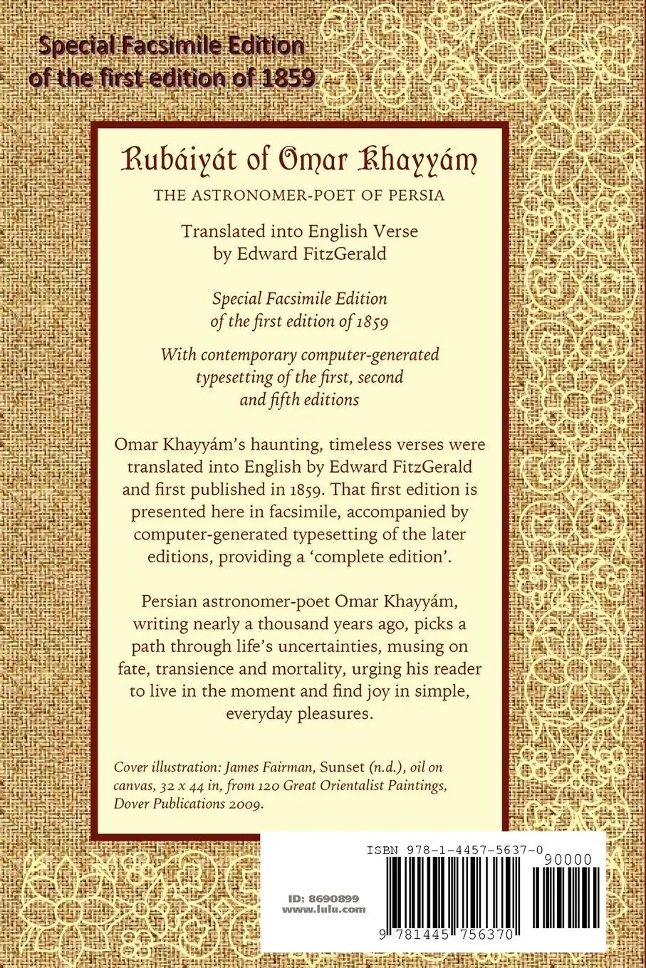 Rückseite: 9781445756370 | Rubáiyát of Omar Khayyám | Special Facsimile Edition | Seddon (u. a.)