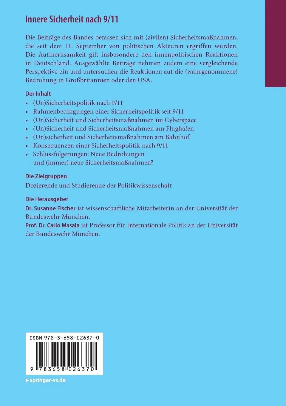 Rückseite: 9783658026370 | Innere Sicherheit nach 9/11 | Carlo Masala (u. a.) | Taschenbuch | x