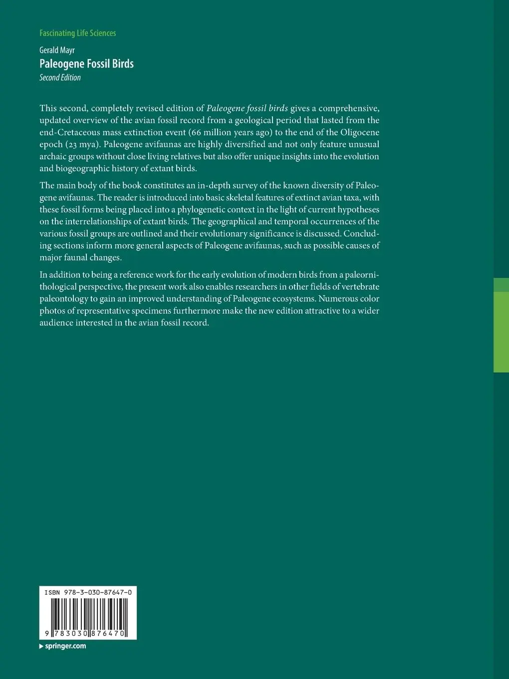 Rückseite: 9783030876470 | Paleogene Fossil Birds | Gerald Mayr | Taschenbuch | xii | Englisch