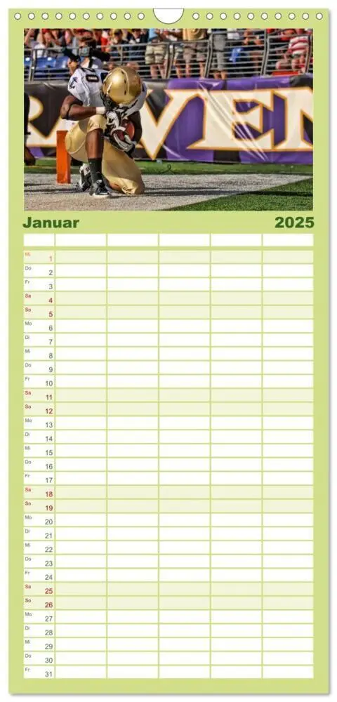 Bild: 9783457116470 | Familienplaner 2025 - American Football - athletisch und riskant...
