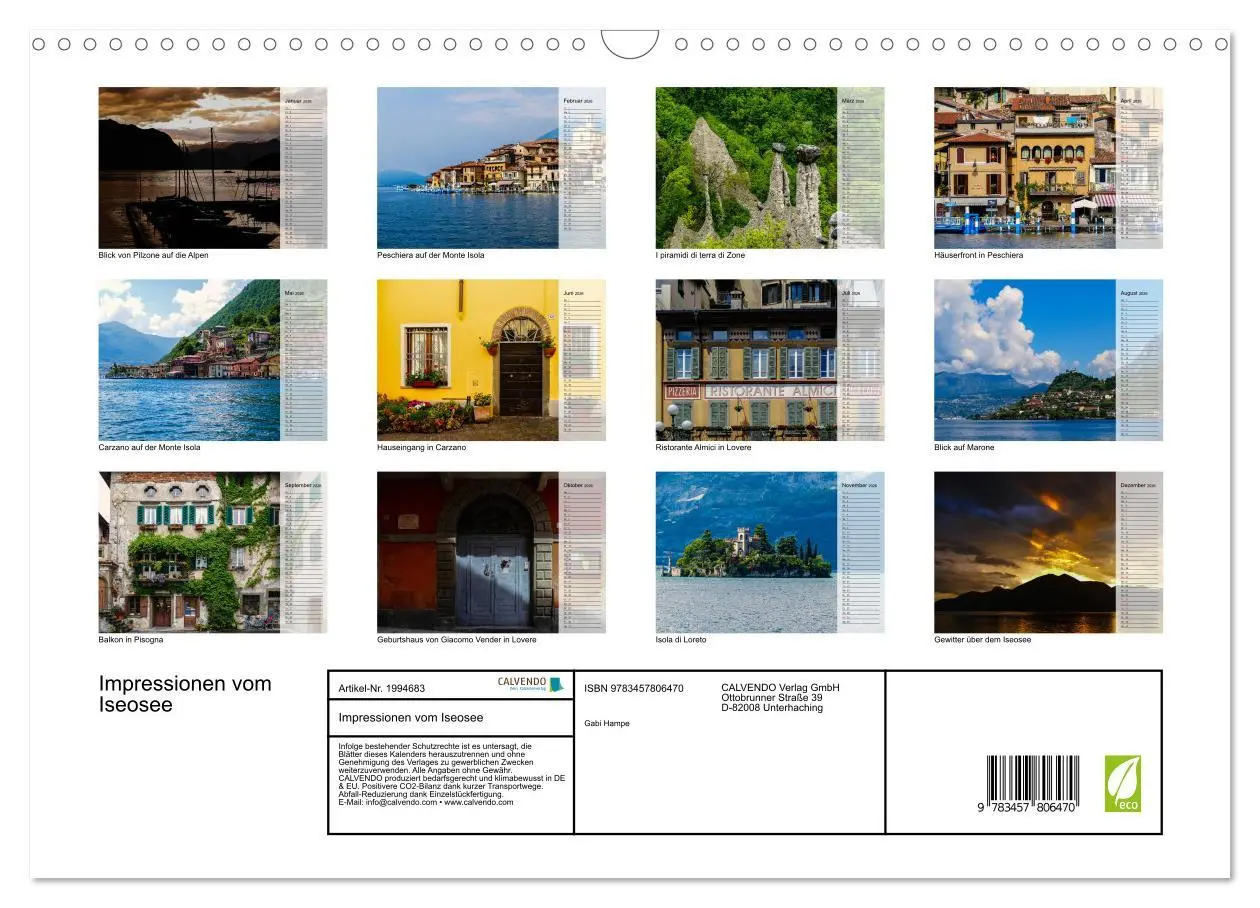 Bild: 9783457806470 | Impressionen vom Iseosee (Wandkalender 2026 DIN A3 quer), CALVENDO...