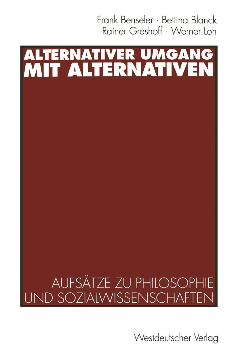 Cover: 9783531126470 | Alternativer Umgang mit Alternativen | Frank Benseler (u. a.) | Buch