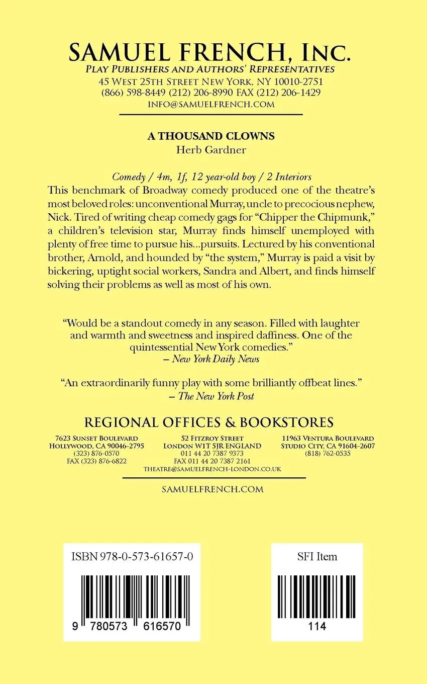 Rückseite: 9780573616570 | A Thousand Clowns | Herb Gardner | Taschenbuch | Englisch | 2011